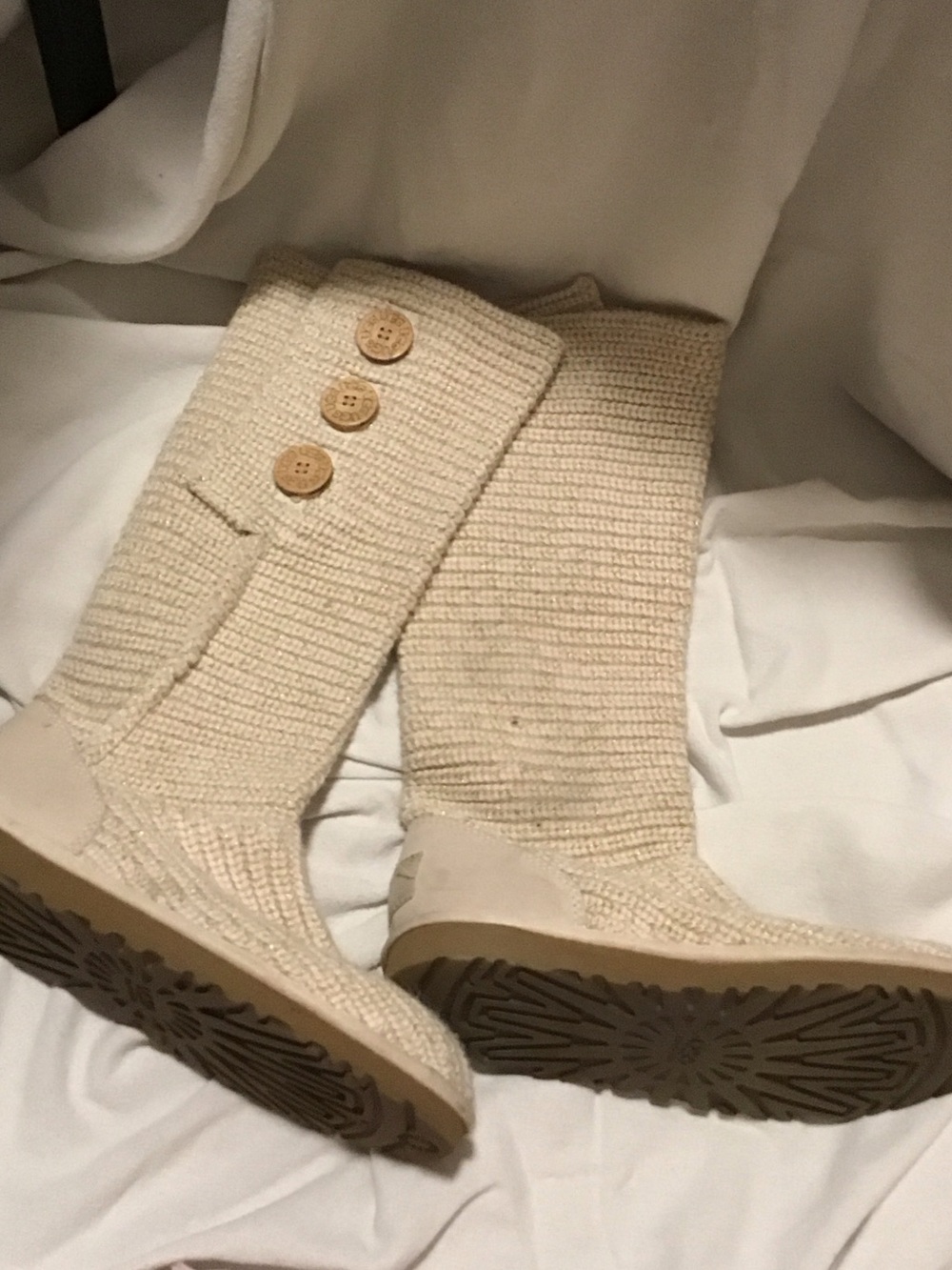 UGG Women's Knit Button Boots in Cardy Cream